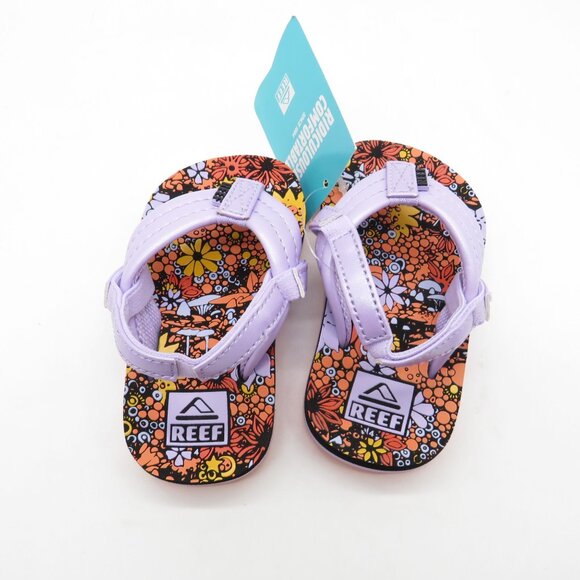Reef Little Ahi Kids Sandals Size 4 Mini Floral Pattern  Adjustable Straps NEW - Picture 4 of 5
